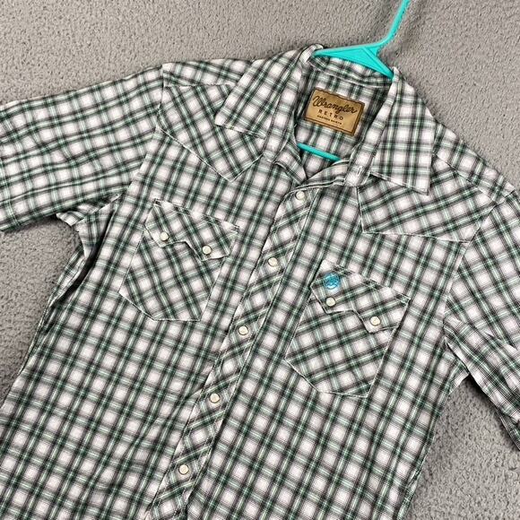 Wrangler Retro Pearl Snap Shirt Men's Small Green Plaid Western Rodeo Cowboy - Picture 2 of 10